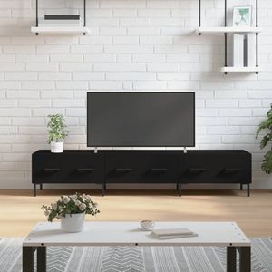 The Living Store TV-meubel Zwart - 150 x 36 x 30 cm - Bewerkt Hout - IJzer
