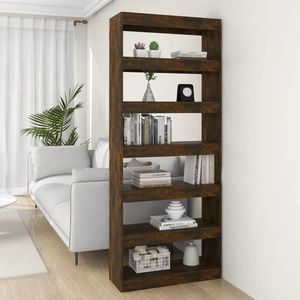 vidaXL Houtsoort - Boekenkast - Boekenkast/kamerscherm 80x30x198 cm bewerkt hout gerookt eiken - Bruine Boekenkast - Vintage Boekenkast - Kamerdivider