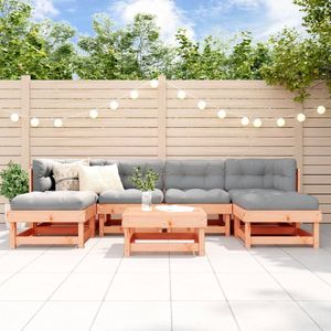The Living Store 7-delige Loungeset met kussens massief douglashout - Loungeset - Tuinset - Hout - Douglas - Lounge
