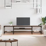 The Living Store Industriële TV-kast - 201x35x45 cm - Bewerkt hout - Bruineiken