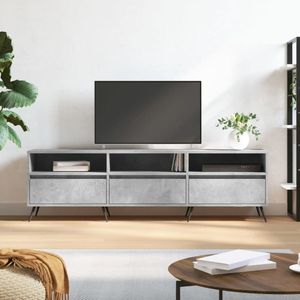 The Living Store Tv-meubel 150x30x44,5 cm bewerkt hout betongrijs - Tv-meubel - Tv Kast - Houten Tv-meubel - Grijs Tv-meubel - Bergruimte Tv-meubel