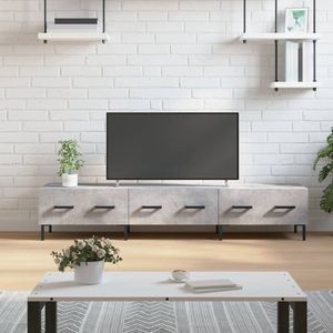 The Living Store TV-meubel Betongrijs - 150 x 36 x 30 cm - bewerkt hout en ijzer