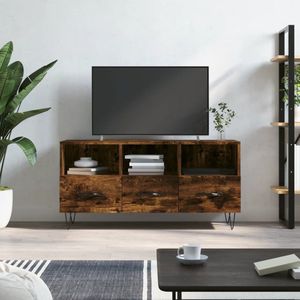 The Living Store TV-meubel Vintage - Televisiekast - 102 x 36 x 50 cm - Gerookt Eiken