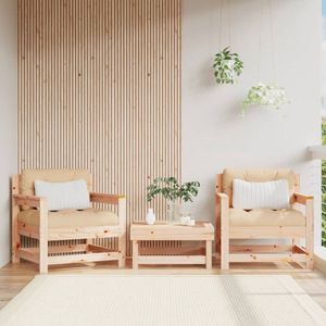 The Living Store Tuinstoelen - Massief grenenhout - Beige kussens - 70x62x70.5 cm - Modulair ontwerp