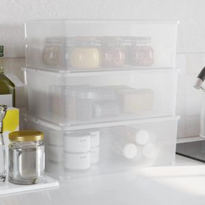 The Living Store Opbergdozen - Kunststof - 37 x 26 x 13 cm - Stapelbaar - Ventilatiesleuven