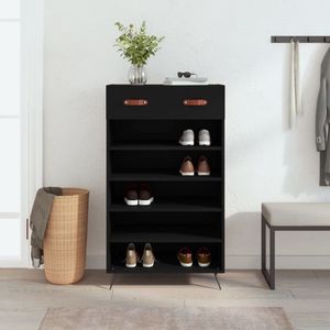 The Living Store Schoenenkast - Elegant - Opbergmeubelen - 60 x 35 x 105 cm - Zwart