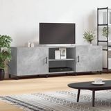 The Living Store TV-meubel - Betongrijs - 150 x 30 x 50 cm - opbergruimte - presenteerfunctie - praktische deur - ijzeren poten