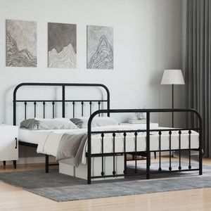 The Living Store Bedframe met hoofd- en voeteneinde metaal zwart 140x190 cm - Klassieke Bed Frame - Robuust Bedframe - Zwarte Bed Frame - Metalen Bed Frame - Boxspring Frame