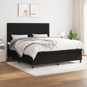 The Living Store Boxspringbed - Comfort - Bed - 160 x 200 cm - Pocketvering matras - Middelharde ondersteuning - Huidvriendelijk topmatras - Kleur- Zwart - Materiaal- Stof (100% polyester) - Multiplex en bewerkt hout