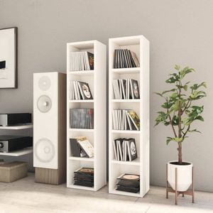 The Living Store CD-kast - 21 x 16 x 93.5 cm - wit - voor 80 cds - 5 vakken