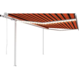 The Living Store Uitschuifbare Luifel - 450 x 350 cm - Oranje/bruin - Aluminium/IJzer/Stof