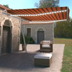 The Living Store Luifel automatisch met LED windsensor 450x350 cm oranje bruin - Uitzettende Luifel - Elektrische Luifel - Buitendouche - Tuinzomer - Veranda