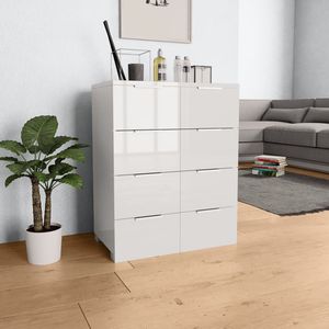 The Living Store Dressoir - Hoogglans wit - 60 x 35 x 80 cm - 8 lades