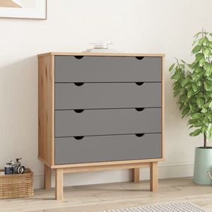 The Living Store OTTA Houten Ladekast - 76.5 x 39.5 x 90 cm - Massief Grenenhout - 4 Lades