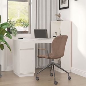 The Living Store Bureau 110x53x117 cm massief grenenhout wit - Kantoortafels - Bureaus - Houten Bureau - Wit Bureau - Compacte Bureaublad