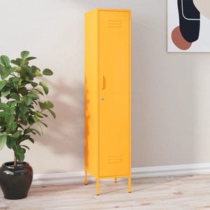 The Living Store Lockerkast 35x46x180 cm staal mosterdgeel - Lockerkast - Opbergkast - Metalen Kast - Staalkast - Mustard Yellow