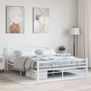 The Living Store Bedframe metaal wit 160x200 cm - Metalen Bedframe - Tweepersoons Bed - Bed Kopen - Slaapkamersfeer - Design Bed