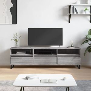 The Living Store TV-meubel Grijs Sonoma Eiken - 150x30x44.5 cm - Opbergruimte - Stevig Materiaal
