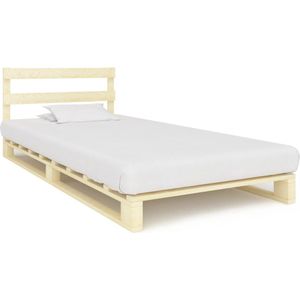 The Living Store Bedframe pallet massief grenenhout 90x200 cm - Pallet Bedframe - Grenenhouten Bedframe - Massief Hout Bed - Enkelpersoonlig Bed - Natuurbruine Bed