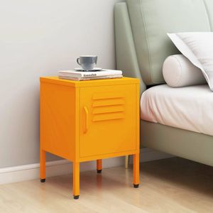 The Living Store Nachtkastje 35x35x51 cm staal mosterdgeel - Nachtkastje - Staalkast - Sidetable - Mustard Yellow Furniture - Vintage Nightstand