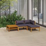 The Living Store Loungeset Acaciahout - 65 x 65 cm - donkergrijs kussen