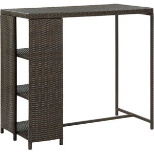 The Living Store Bartafel met opbergrek 120x60x110 cm poly rattan bruin - Bartafel - Poly Rattan - Buitentafeltje - Tuinset - Lounge Set