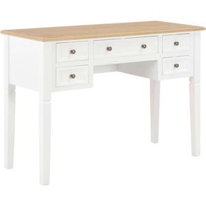 The Living Store Schrijftafel Bureau - 109.5 x 45 x 77.5 cm - 5 grote lades - MDF en grenenhout