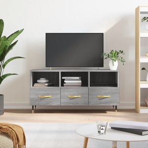 The Living Store Televisiekast - trendy en praktisch design - Bewerkt hout - 102 x 36 x 50 cm - Grijs Sonoma eiken