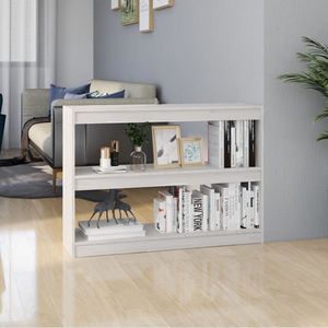 The Living Store Boekenkast/kamerscherm 100x30x71-5 cm grenenhout wit - Kast