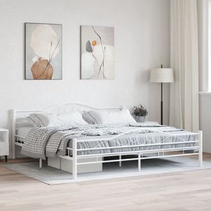 The Living Store Metalen Bedframe - Wit - 210 x 207 x 85 cm - Geschikt voor 200 x 200 cm Matras