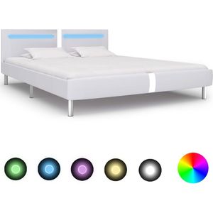 The Living Store Bedframe LED-strip - 211x185x70 cm - Wit