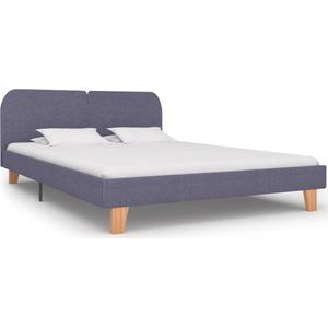 The Living Store Bedframe - Klassiek - Hout en ijzer - Lichtgrijs - 208x165x80 cm