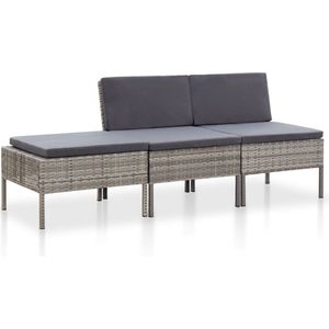 The Living Store Loungeset Bali - Rattan - Grijs - 57x69x67 cm - Modulair