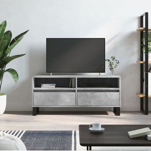 The Living Store Tv-meubel - Betongrijs - 100 x 34.5 x 44.5 cm - Bewerkt hout en ijzer