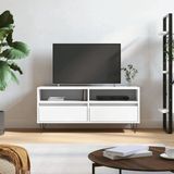 The Living Store Tv-meubel Wit - 100x34.5x44.5 cm - Bewerkt hout - IJzeren poten
