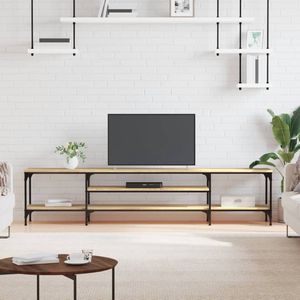 The Living Store Tv-meubel 201x35x45 cm bewerkt hout en ijzer sonoma eikenkleur - Industriele Tv Kast - Tv Meubels - Salontafel - Tv Wandmeubel - Houten Tv Kast
