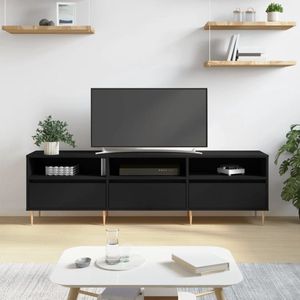 The Living Store TV-meubel Opbergkast - 150 x 30 x 44.5 cm - Zwart