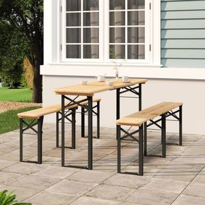 The Living Store 3-delige Biertafelset inklapbaar massief vurenhout - Tafelset - Buitenshuis Eten - Tuintafels - Houten Tafels - Vouwtafels
