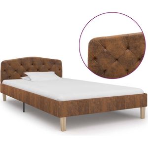 The Living Store Bedframe Bruin - 210x94x75 cm - Geschikt voor 90x200 cm matras - Stevig en elegant design