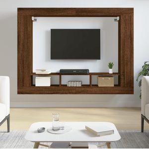 The Living Store Tv-meubel - bruineiken - 152x22x113 cm - wandgemonteerd