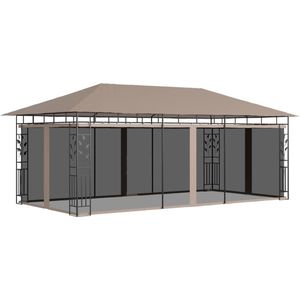 The Living Store Prieel met klamboe 180 g/m² 6x3x2,73 m taupe - Tuin Prieel - Tuingereedschap - Lounge Set - Veranda - Parasol