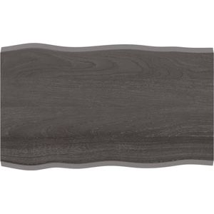The Living Store Tafelblad natuurlijke rand 100x60x2 cm eikenhout donkerbruin - Eikenhouten Tafelblad - Massief Eikenhout - Tafelblad Vervangen - Salontafel - Eethoek