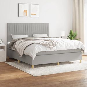 The Living Store Boxspringbed - Comfort Matras - Lichtgrijs - 180 x 200 x 118/128 cm - Pocketvering