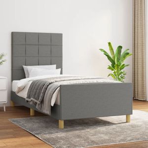 The Living Store Bedframe zonder matras 80x200 cm stof donkergrijs - Donker Grijs Bed Frame - Slaapcomfort - Bedhoofd - Houten Bed Frame - Tweepersoons Bed