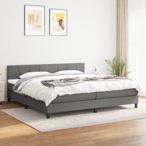 The Living Store Boxspringbed - pocketvering matras - middelharde ondersteuning - donkergrijs - 203x160x78/88 cm - met verstelbaar hoofdbord - inclusief topmatras - The Living Store