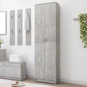 The Living Store Halkast Compact - 55 x 25 x 189 cm - Betongrijs - Spaanplaat - Met 5 vakken