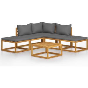 The Living Store 6-delige Loungeset met kussens massief acaciahout - Tuinset