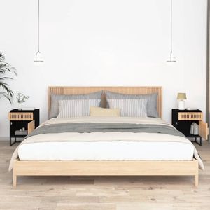 The Living Store Nachtkastjes 2 st 40x30x55,5 cm bewerkt hout en ijzer zwart - Nachtkaste Scandinavisch - Nachtkastje Zwart - Houten Nachtkastje - Opbergkasten - Sidetable
