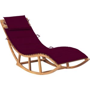 The Living Store Schommelende houten ligstoel - Tuinmeubel - 60 x 180 x 73 cm - Teakhout