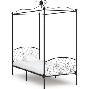The Living Store Hemelbedframe metaal zwart 100x200 cm - Metalen Hemelbed - Zwevende Bed - Vintage Bed - Hoofdbord Bed - Tweepersoons Bed